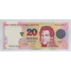 ARGENTINA COL. 746c BILLETE DE $ 20 CONVERTIBLES SIN CIRCULAR UNC